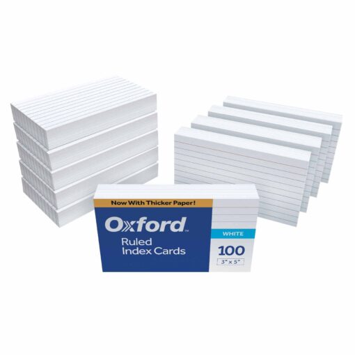 Oxford 31EE Ruled Index Cards, 3" x 5", White, 1,000 Cards (10 Packs of 100) (31) 3 x 5, 1000 Count