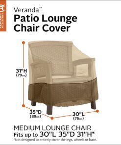 Classic Accessories Veranda Water-Resistant 30 Inch Patio Lounge Chair Cover, Patio Furniture Covers, Pebble/Bark/Earth 30"L x 35"D x 31"H 33 71JB3377yL