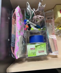 STORi 5-Compartment Clear Plastic Organizer | Rectangular Divided Makeup and Vanity Storage Bin and Office Desk Caddy | Scalloped Wall Design | Made in USA 45 71JC7VcQESL