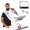 Beard King Beard Bib Apron - Christmas Gifts & Stocking Stuffers for Dad - As Seen on Shark Tank - Men's Hair Catcher for Shaving - Grooming Accessories - Packing Pouchl, White White (Deluxe Version) 15 71JCmSDYY7L