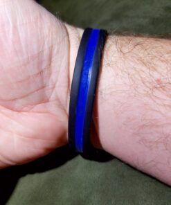 TheAwristocrat 3 Pack of Thin Blue Line Rubber Wristband Silicone Bracelet to Support Law Enforcement Adult (8" 202mm) 8 71JFMjxpveL