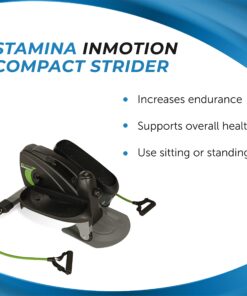 Alternative view of Stamina Inmotion Compact Strider - Pedal Exerciser with Smart Workout App - Foot Pedal Exerciser for Home Workout - Up to 250 lbs Weight Capacity Black/Green Cords