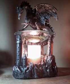 Mythical Winged Dragon Guarding Castle Electric Oil Warmer or Wax Tart Burner for Decorative Medieval & Gothic Decor Statues and Figurines As Aromatherapy Essential Scented Oil Gifts for Dragon Lovers 35 71JGof8KxHL