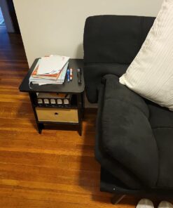 Furinno Andrey Set of 2 End / Side Table / Night Stand / Bedside Table with Bin Drawer, Espresso 2-Pack, Center Bin 25 71JHhQ5TGEL