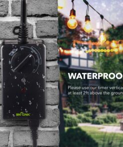 BN-LINK Outdoor 24-Hour Timer with Photocell Light Sensor, Water Resistant Photoelectric Countdown Timer(2, 4, 6 or 8 Hours Mode), Weatherproof, Two (2) Grounded Outlets for Home and Garden, Black Photocell Timer 20 71JIFSsoYHL