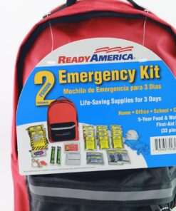 Ready America 70280 72 Hour Emergency Kit, 2-Person, 3-Day Backpack, Includes First Aid Kit, Survival Blanket, Portable Preparedness Go-Bag for Camping, Car, Earthquake, Travel, Hiking, and Hunting, Red 2 Person 16 71JIKR4mhHL
