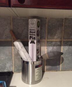 Oggi Stainless Steel Jumbo Utensil Holder - 7" Utensil Caddy, Weighted Base for Stability - Extra Large Utensil Crock and Countertop Utensil Organizer, Stainless Steel Stainless Steel - 7" 57 71JIa7cdNqL