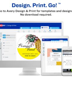 Avery Printable Blank Wraparound Rectangle Labels, 1.25" x 9.75", Matte White, 40 Customizable Labels (22845) 26 71JIoIqHSnL