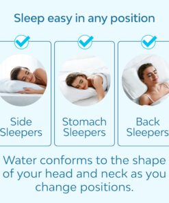 Mediflow Fiber Water Pillow - Adjustable Pillow for Neck Pain Relief, Pillow for Side, Back, and Stomach Sleepers, The Original Inventor of The Water Pillow, Clinically Proven Bed Pillow (1 Pillow) Single Pack 14 71JJdoDSpBL