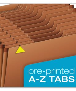 Pendaflex Heavy Duty Expanding File with Extra-Thick Cover, Tyvek Reinforced Edges, 21 Pockets, A–Z Tabs, Elastic Cord Closure, Letter Size (R117ALHD),Brown 1 Unit 15 71JJw9FE45L