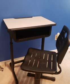 Flash Furniture Billie Open Front Student Desk for Classrooms or Remote Learning, Height Adjustable School Desk with Book Box and Bag Hooks, Black/Gray Set of 1 36 71JKXFg4bNL