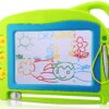 AiTuiTui Magnetic Drawing Board Mini Travel Doodle, Erasable Writing Sketch Colorful Pad Area Educational Learning Toy for Kid/Toddlers/Babies with 3 Stamps and 1 Pen (Green) Green 27 71JLN6lGyvL
