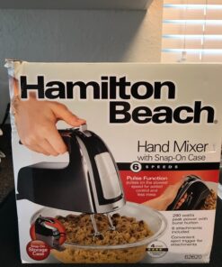 Hamilton Beach Electric Hand Mixer with Snap-On Case, Twisted Wire Beaters, Milkshake Rod, Dough Hook, Whisk, 6-Speed, Black 34 71JMWJQwfcL