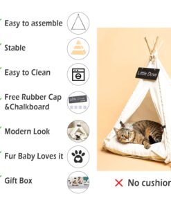 little dove Pet Teepee Dog & Puppy Cat Bed, Portable & Washable Pet Tents, House for Pets Beige Color 24 Inch no Cushion 22 71JNOHsiRXL