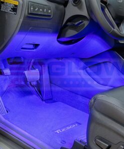 LEDGlow 4pc Blue LED Interior Footwell Underdash Neon Lighting Kit for Cars & Trucks - 7 Unique Patterns - Music Mode - 8 Brightness Levels - Auto Illumination - Includes Cigarette Power Adapter 28 71JOX3n9jEL 1