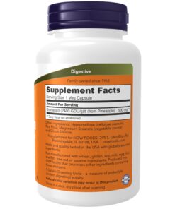 NOW Supplements, Bromelain (Natural Proteolytic Enzyme) 2,400 GDU/g - 500 mg, Natural Proteolytic Enzyme*, 120 Veg Capsules 120 Count (Pack of 1) 12 71JPKBETyhL