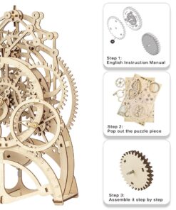 ROKR 3D Wooden Mechanical Pendulum Clock Puzzle,Mechanical Gears Toy Building Set,Family Wooden Craft KIT Supplies-Best Birthday Gifts for Kids Adults to Build 14 71JR6PHR4 L