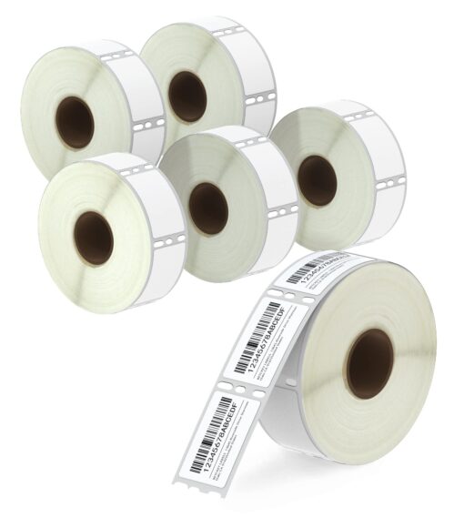 BETCKEY - Compatible DYMO 30347 (1" x 1-1/2") Book Spine Labels - Compatible with DYMO Labelwriter 450, 4XL & Zebra Desktop Printers [6 Rolls/4500 Labels] 06-rolls (4500 Labels)