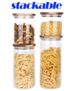 KKC HOME ACCENTS Clear Borosilicate Glass Storage Canister with Airtight Wood Lids,Sealed Glass Jar for Loose Leaf Tea,Grinder Coffee,Coffee Beans,Matcha Container,Fluid-oz 39 Floz 19 71JTJ4eRLxL