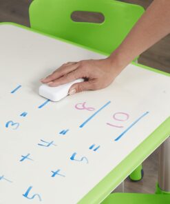 ECR4Kids Dry-Erase Square Activity Table with 2 Chairs, Adjustable, Kids Furniture, Grassy Green, 3-Piece Table&Chairs 20 71JTXpyrr9L