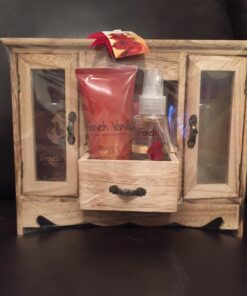 Home Spa Bath Basket French Vanilla Bath & Body Essential Aromatherapy Holiday Set for Women, with Shower Gel, Bubble Bath, Bath Salt, Body Lotion, Body Spray in Natural Wood Curio 16 71JTyAGu0ZL 1