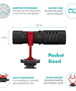 Movo VXR10 Universal Shotgun Mic for Camera - Camera Microphone for DSLR, iPhone and Android Smartphones - Compatible with Canon EOS, Nikon, and Sony Cameras - with Shock Mount, Deadcat Windscreen 26 71JUokQ2vZL