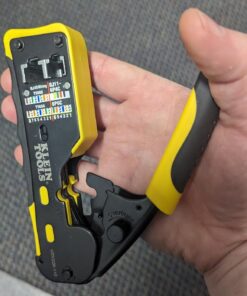 Klein Tools VDV226-110 Ratcheting Modular Data Cable Crimper / Wire Stripper / Wire Cutter for RJ11/RJ12 Standard, RJ45 Pass-Thru Connectors 47 71JV J9fwiL