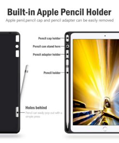 Antbox iPad 6th/5th Generation Case 9.7'' Vegan Leather Case Compatible with iPad Air 2/iPad Pro 9.7''/Air 1 with Apple Pencil Holder Magnetic Clasp Design (Black) Black 27 71JV1xcQQwL