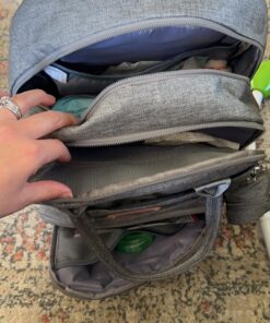 RUVALINO Diaper Bag Backpack, Multifunction Travel Back Pack Maternity Baby Changing Bags, Large Capacity, Waterproof and Stylish, Gray 42 71JVPgeowaL