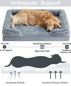 Alternative view of WNPETHOME Dog Beds for Extra Large Dogs, Washable, Bolster Sofa Bed with Waterproof Lining & Non-Skid Bottom, Orthopedic Egg Foam Couch for Pet Sleeping, Pet Bed 42.0"L x 30.0"W x 7.0"Th Grey