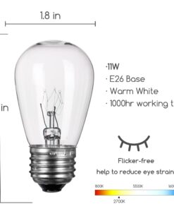 20 Pack S14 Clear Bulbs 11 Watt Warm Replacement Incandescent Glass Light Bulbs with E26 Medium Base for Indoor and Outdoor Commercial Grade Outdoor Patio Vintage String Lights 19 71JWZQ2R6nL