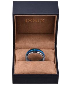DOUX 8mm Tungsten Carbide Ring for Men 0pal Wood Inlay Wedding Band Comfort Fit Blue 10 8 71JXrRewIwL