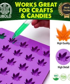 PJ BOLD Marijuana Weed Leaf Gummy Molds Silicone Candy Mold Kit - 3 Pack Dropper 23 71JXvfuEyGL