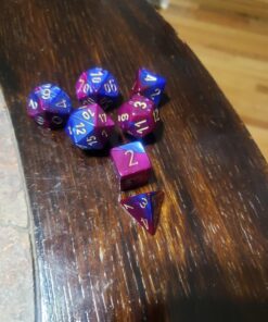 Chessex Manufacturing Cube Gemini Set of 7 Dice - Blue & Purple with Gold Numbering CHX-26428 25 71JZOeHQSDL