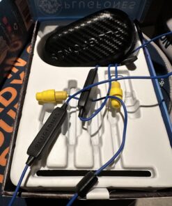 Plugfones Liberate 2.0 Wireless Bluetooth in-Ear Earplug Earbuds- 29NRR Noise Reduction Headphones with Noise Isolating Mic and Controls (Blue & Yellow) Blue/Yellow 22 71JZuGrrKPL