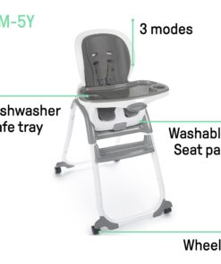Ingenuity SmartClean Trio Elite 3-in-1 Convertible Baby High Chair, Toddler Chair, and Dining Booster Seat, For Ages 6 Months and Up, Unisex - Slate Trio Elite Slate 27 71Jc0vroxL