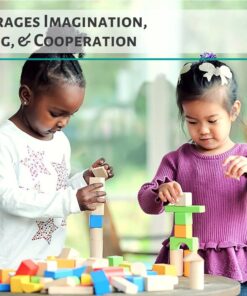 Cubbie Lee Premium Wooden Building Blocks Set - 100 pc for Toddlers Preschool Age - Classic Hardwood Plain & Colored Small Wood Block Pieces for Boys & Girls - Classic Build & Play Toy 25 71Jd1VecePL