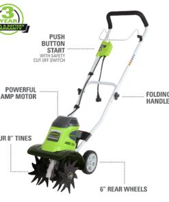 Alternative view of Greenworks 8 Amp 10-Inch Corded Tiller, 27072 8 Amp 10'' Deck
