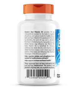 Doctor's Best Vitamin D3 5,000 IU for Healthy Bones, Teeth, Heart and Immune Support, Non-GMO, Gluten-Free, Soy Free, 360 Count (Pack of 1) Unflavored 360S/G 17 71JfQP2vWS