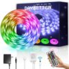 DAYBETTER Waterproof Led Strip Lights Kit 16.4ft RGB Color Changing Led Lights with Remote Controller for Bedroom Party Home Kicthen Room Decoration for Indoor Outdoor Use 16.4 ft 50 71JfyEWUpVL