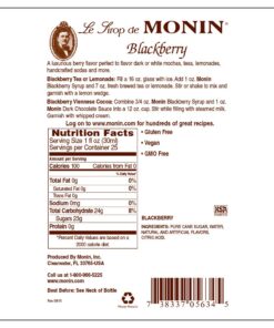 Alternative view of Monin - Blackberry Syrup, Soft and Succulent, Great for Cocktails, Lemonades, and Sodas, Gluten-Free, Non-GMO (1 Liter, 4-Pack) 33.8 Fl Oz (Pack of 4)
