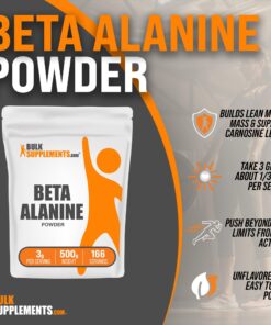 BULKSUPPLEMENTS.COM Beta Alanine Powder - Beta Alanine Pre Workout, Beta Alanine 3000mg - Beta Alanine 500g, Beta Alanine Bulk - Unflavored, Pure & Gluten Free, 3g per Serving, 500g (1.1 lbs) 166 Servings (Pack of 1) 23 71JgrRyJN0L