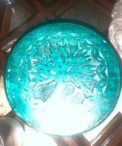 New Age Imports Round Tree of Life Altar Table, Rustic Green, Magenta 24 71JhVz6F2yL
