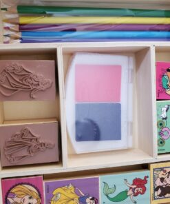 Melissa & Doug Disney Princess Wooden Stamp Set: 9 Stamps, 5 Colored Pencils, and 2-Color Stamp Pad With Washable Ink For Kids Ages 4+ 26 71JhgCWqbNL