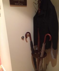 Totes Eco Auto Open Umbrella Classic Wooden J Stick Handle with Easy Grip - Windproof, Rainproof and Durable Canopy Design – Versatile Travel, Perfect for Rainy Days Beige 17 71JiIciTChL