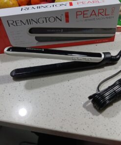 Remington Pearl Pro Ceramic Flat Iron Hair Straightener, 1-inch Floating Plates, Fast 30 Second Heat up, Black & White 1 Count (Pack of 1) 33 71JihMcWaiL 1