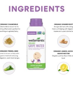 Wellements Organic Gripe Water for Tummy, 4 Fl Oz, Pediatrician Recommended to Ease Infant Stomach Discomfort and Gas Gripe Water-1 Pack 12 71JiyrKdpsL