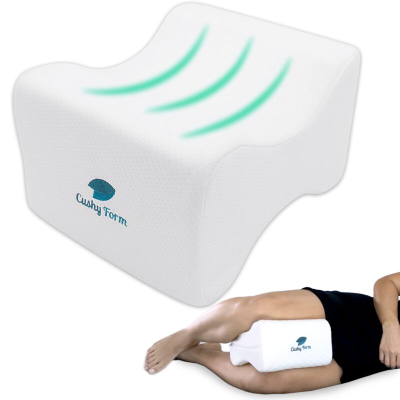 Catalog 4 Cushy Form Knee Pillow for Side Sleepers - Standard Orthopedic Wedge Leg Pillow for Sleeping and Hip & Lower Back Pain - Contour Memory Foam Cushion for Pregnancy, Washable Cover & Travel Bag, White