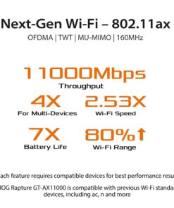 ASUS ROG Rapture WiFi 6 Wireless Gaming Router (GT-AX11000) - Tri-Band 10 Gigabit, 1.8GHz Quad-Core CPU, WTFast, 2.5G Port, AiMesh Compatible, Included Lifetime Internet Security, AURA RGB AX11000 | WiFi 6 | 2.5G Port 35 71JjCVJA3RL