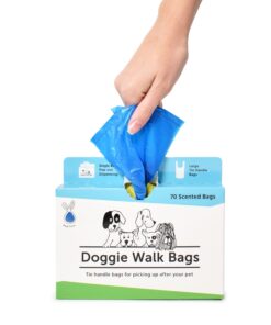 Alternative view of Doggie Walk Bags Dog Waste Bags with Easy Tie Handles, Extra Thick and Strong Poop Bags, Easy Dispensing and Leak Proof, 70 Blue Scented Doggy Bags, 7 x 5 x 17 Inches